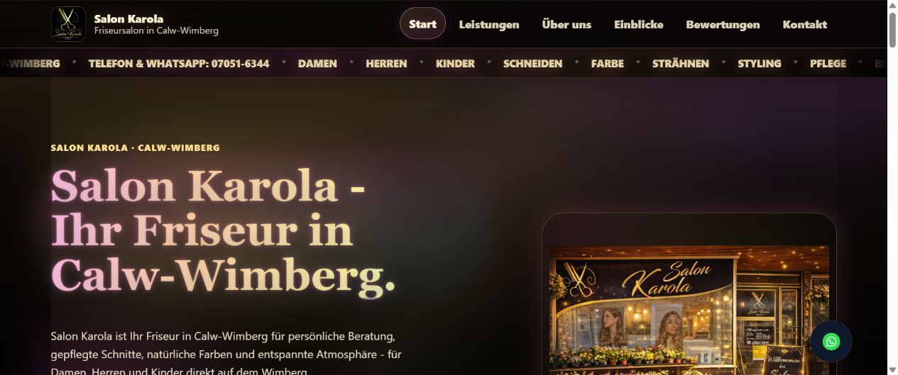 Website-Auftritt des Salons Karola